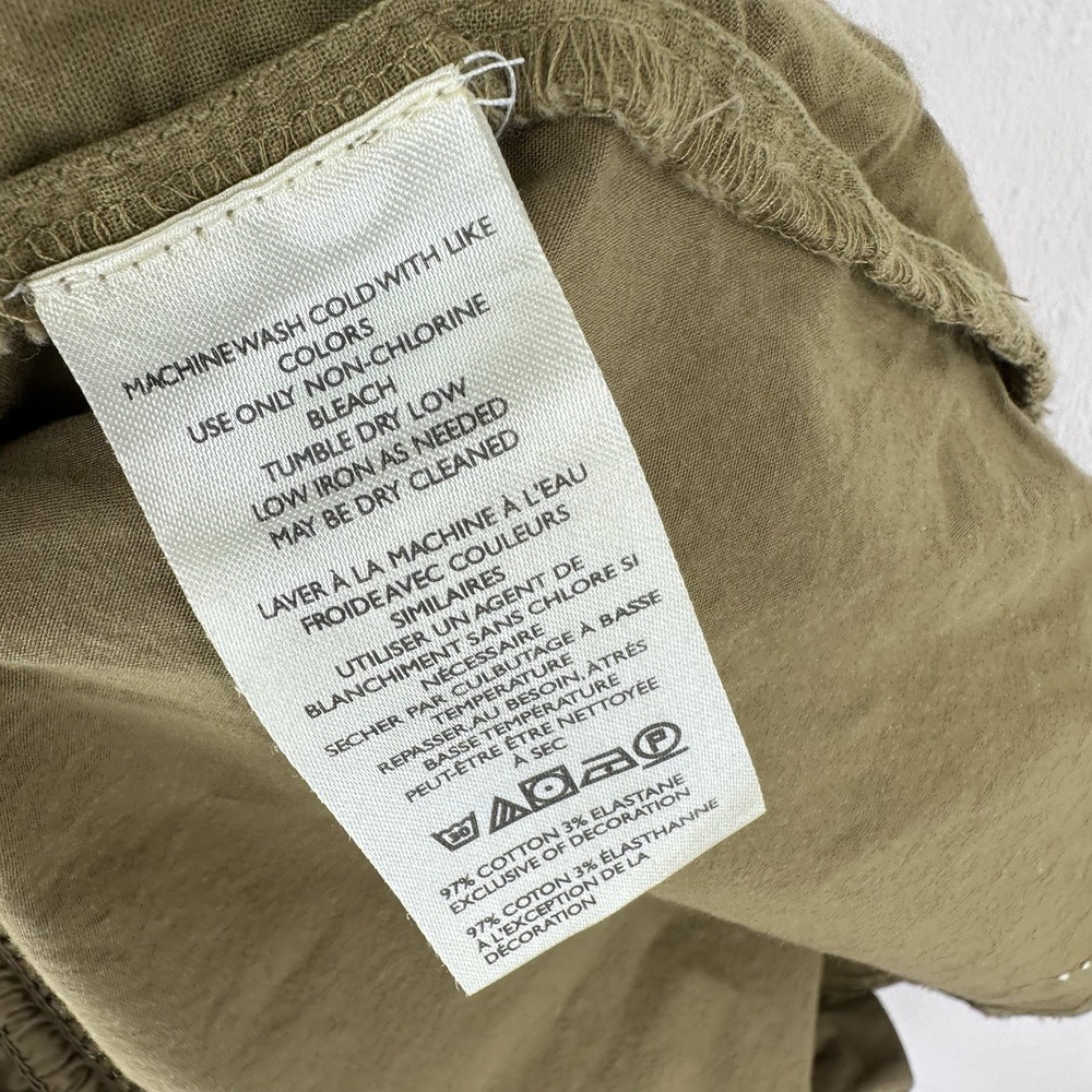 Anthropologie Scallop-Hem Shorts Size Medium Green Elastic Waist Pull On Cotton - Picture 6 of 10